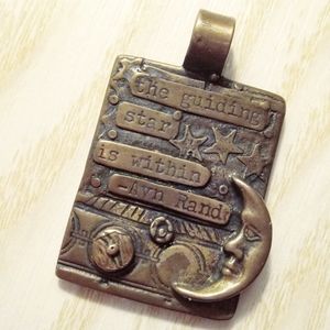 Artisan Bronze Ayn Rand Pendant Necklace